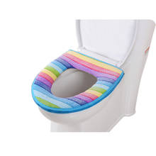 Asiento de inodoro cómodo de tela suave, tapa superior lavable, almohadilla, calentador de baño, cubierta de asiento de inodoro de invierno, antibacteriano, novedad de 2021 2024 - compra barato