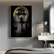 Abstract Gold Black Woman Posters and Prints Portrait Oil Painting on Canvas Wall Art Picture for Living Room Scandinavian Decor 2024 - buy cheap