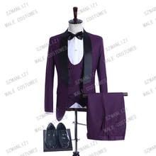 2020 Custom Men Wedding Dress Business Suit Costume Slim fit Casual Design Purple Prom Suits Groom Tuxedos For Men Wedding Suit 2024 - buy cheap
