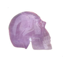 Handmade Natural Amethyst Stone Skull Figurine Crystal Carved Statue Realistic Feng Shui Healing Home Ornament Art Collectible 2024 - buy cheap