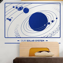 Наша солнечная система Наклейки на стены для детских комнат звезды космическое пространство планеты Земля солнце Сатурн Марс Плакат Фреска школьный Декор c295 2024 - купить недорого