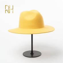 Chapéu de lã com aba larga, chapéu da moda para homens e mulheres, chapéu formal de malha 2024 - compre barato