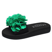 Green Sandals 2020 Ladies Slipper Casual Shoes Flower Wedge Summer Women Platform Solid 3cm Heel Slides Beach Shoes Plus Size 42 2024 - buy cheap