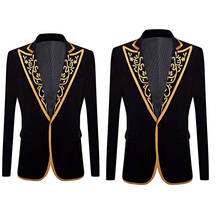 Mens Wedding Suits One Piece Peaked Lapel Wedding Groom Golden Embroidery Tuxedos Best Man Suit Wedding Men's Suits Bridegroom 2024 - buy cheap