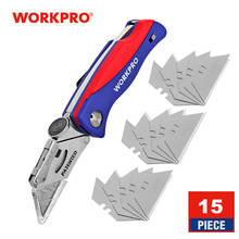 WORKPRO Folding Knife Electrician Knife for Pipe Cable Cutter Safety Mini Knives Utility Knive Jackknife 15PC Extra Blades 2024 - buy cheap