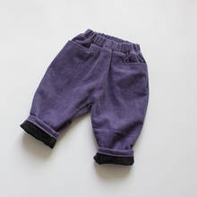 New Winter Children Thicken Corduroy Pants Korean Style Solid Color Warm Unisex Kids Purple Trousers 2024 - buy cheap