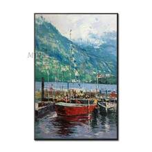 Port And Ship And Sea Scenery Abstract Oil Painting Wall Art Home Decor Picture Modern On Canvas 100% Handpainted No Framed 2024 - buy cheap