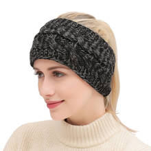2021 inverno orelha mais quente bandana feminino elástico largo malha cabeça envoltório hairband meninas elegante acessórios de faixa de cabelo 2024 - compre barato