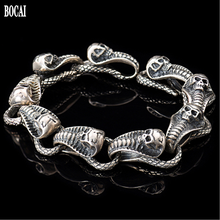 2020 new 100% real solid S925 pure silver fashion accessories  Cobra skull silver bracelet for Man Punk Thai Silver Man Bracelet 2024 - buy cheap