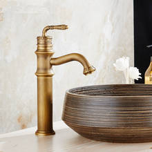 Basin Faucets Antique Brass Faucet Bathroom With Single Handle Vintage Deck Mount Torneiras Hot Cold Bath Mixer Water Tap 2024 - buy cheap