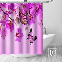 Cortinas de ducha con flores de orquídeas, cortina de baño personalizada, tela de baño impermeable, cortina de ducha de poliéster, 1 Uds. 2024 - compra barato
