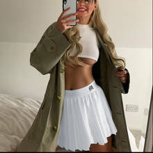 Женская плиссированная юбка с вышитыми буквами и высокой талией, белая короткая юбка трапециевидной формы, женская летняя модная уличная одежда 2024 - купить недорого