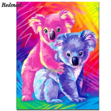 Pintura de diamante 5D DIY de Koala, punto de cruz de animales de colores, bordado de diamantes, decoración para el hogar, venta de diamantes cuadrados y redondos, EE071 2024 - compra barato