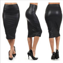 Falda de tubo de piel sintética para mujer, falda de cintura alta, ajustada, Sexy, de oficina, hasta la rodilla, talla grande 2024 - compra barato