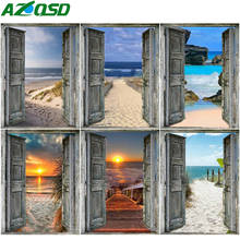 AZQSD-Bordado de diamantes cuadrado completo, mosaico de puerta de la playa, imagen de diamantes de imitación, pintura de diamantes, paisaje, costura, decoración del hogar 2024 - compra barato