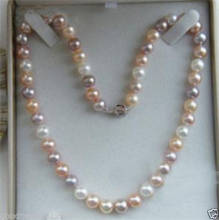 9-10MM Akoya Natural White Pink Purple Pearl Necklace 925silver Gold 2024 - buy cheap