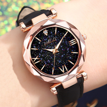 Модные матовые часы с кожаным ремешком розовые часы Звездное небо римские весы черные кварцевые наручные часы 2020 Orologio Montre Femme часы 2024 - купить недорого
