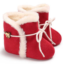 Зимняя обувь для новорожденных, зимняя обувь для первых шагов, зимние ботинки с мехом, сохраняющие тепло, модная обувь для девочек, ботинки на шнуровке 0-18 месяцев 2024 - купить недорого