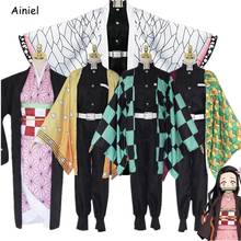 Demon Slayer:Kimetsu no Yaiba Kimono Kamado Tanjirou disfraz de Cosplay hombres mujeres uniforme abrigo camisa pantalones pelucas disfraces de Halloween 2024 - compra barato