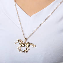 2020 New Trendy Horse Racing Animal Pendant Necklace Golden Horses Metal Chain Charm Choker Necklace for Men Women Jewelry 2024 - buy cheap