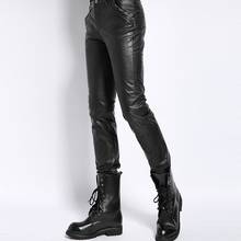 Luxury Mens Cowhide Natural Leather Pants Slim Fit Motorcycle Long Trousers Autumn Winter Skinny Windproof Real Leather Pants 2024 - buy cheap