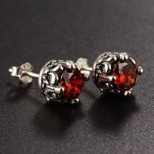 BOCAI New Solid 100% s925 sterling silver jewelry faceted garnet Man and Woman style inlaid zircon earrings 2024 - buy cheap