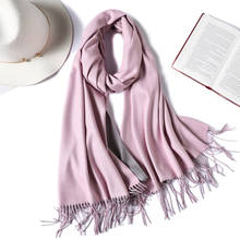 High Quality Winter Scarf Women Solid Double Sided Cashmere Paashmina Warm Shawls Wraps Lady Thick Tassel Bufanda Stole 2024 - buy cheap