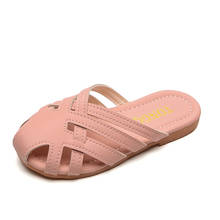 Zapatillas para niñas, sandalias de verano para Niñas Grandes, toboganes de tejido con recortes de princesa, cuero suave cubierto con los dedos del pie 26-36 2024 - compra barato