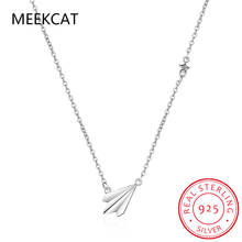 925 Sterling Silver Simple Tiny Paper Plane Airplane Zircon Pendant Necklace for Women Clavicle Chain Necklace S-N687 2024 - buy cheap