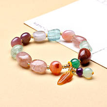 Factory wholesale Natural colorful stone bracelet for women trendy new Geometric shape pendant bracelets multicolor bangles gift 2024 - buy cheap