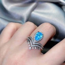 Anel de pérola v-water, joia da moda com pingente azul, aaa, de zircônio cúbico, para casamento, noivado, presente requintado 2024 - compre barato