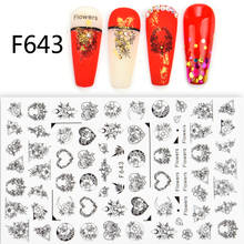 WUF 1PC 3D Nail Stickers Flower Letters Design Sliders for Nails Charm Adhesive Manicure Nail Art Decorations Wraps Tips 1 Sheet 2024 - buy cheap