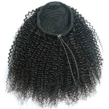 Extensão de cabelo afro encaracolado, rabo de cavalo, cabelo humano brasileiro remy, rabo de cavalo para rabo de cavalo africano americano yepé 2024 - compre barato