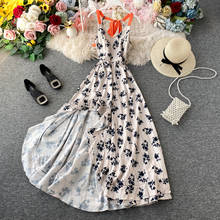 Fashion Women Beach Dress 2020 Summer A Line Slim High Waist Patchwork Print Dress Vintage Ruffles Long Robe Vestidos Mujer 2024 - buy cheap