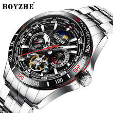 BOYZHE Mechanical Watch Men Stainless steel Waterproof Complete Calendar Military Automatic Tourbillon Watches Montre Relogio 2024 - buy cheap