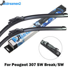 Buildreamen2 Car Wiper Blade Frameless Rubber Wiper For Peugeot 307 SW Break / SW 2002-2007 Fit Pinch Tab / J Hook Arms 2024 - buy cheap