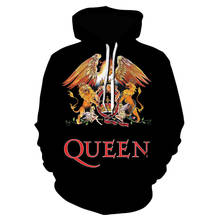 Мужская/Женская толстовка с капюшоном Rock Queen Band, черная уличная толстовка с 3D принтом, пуловер в стиле хип-хоп для осени и зимы, 2024 - купить недорого