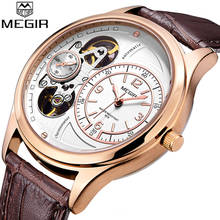 Megir relógio masculino luxuoso de quartzo, original, de couro, militar 2024 - compre barato