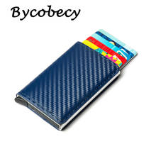 2021 New Men's Credit Card Holder Carbon Fiber RFID Blocking Leather Bank Card Wallet women's wallet thinr Case Protection Purse 2024 - buy cheap