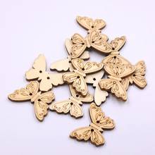 50Pcs Butterfly Shape Unpainted Wooden Buttons Sewing Scrapbooking Decoration 2024 - buy cheap