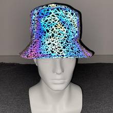 Sombrero de pescador reflectante para hombre y mujer, gorro de pescador estilo urbano, colorido, geométrico, hip hop, personalidad 2024 - compra barato