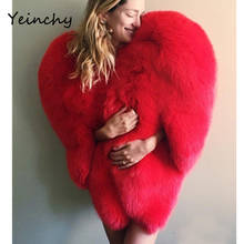 Yeinchy women fashion jacket ladies faux fur Autumn And Winter big red heart style coat FM6291 2024 - buy cheap