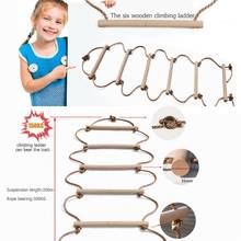 Wooden Rung Rope Ladder Children Training Climbing Indoor Outdoor Kindergarten Kid Sport Rope Swing Safe Fitness Climbing Ladder 2024 - buy cheap