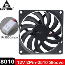 Gdstime 80mm DC 12V 2Pin 2510 Connector 8010 8CM Brushless Cooling Fan 80x80x10mm for Computer Case CPU Cooler Radiator 2024 - buy cheap