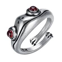 BOCAI-anillo ajustable de plata pura S925 para hombre y mujer, sortija de animal de rana retro, Original, innovador 2024 - compra barato