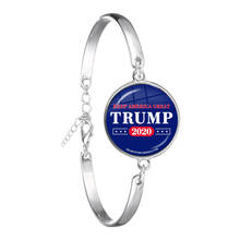 Keep America Great Bracelet 2020 USA Trump Collection Glass Cabochon Silver Plated Bangle Jewelry For Women Men Support Trump 2024 - buy cheap