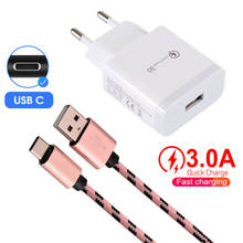 Сетевой адаптер USB Type-C для быстрой зарядки телефонов Huawei, QC 3,0, для Huawei P9, P10, P20, P30, Xiaomi Redmi 8, 9, Note 10 Pro 2024 - купить недорого