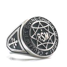 Anel unissex de aço inoxidável 316l, anel prateado de cor-prata para igreja direta de cristais rsm 2024 - compre barato