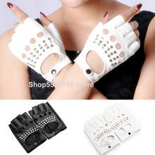 1 Pair Black PU Leather Fingerless Gloves Solid Female Half Finger Driving Women 2020 Fashion Punk Gloves Mittens Black 2024 - buy cheap