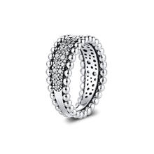 Genuine 925 Sterling Silver Rings Beaded Pave Band Finger Rings for Women Fashion Elegant Jewelry Bague Femme Wholesale 2024 - buy cheap